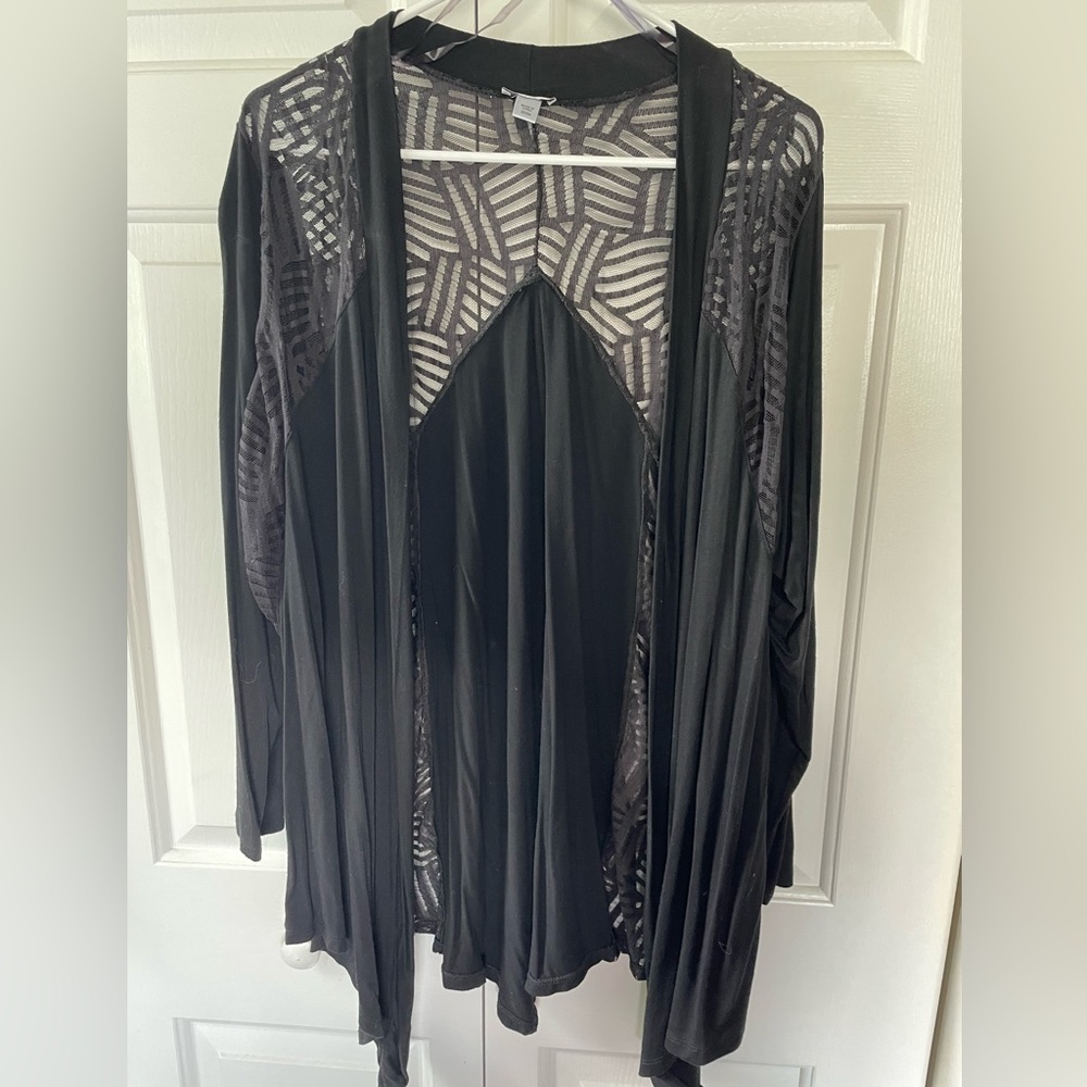 Black Cardigan with Lace Detail